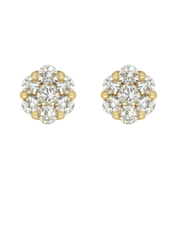 Mens Stud Diamond Earrings | 0.87 Carats 14K Yellow Gold