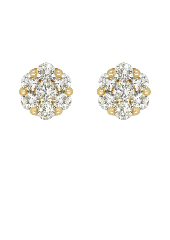 Mens Stud Diamond Earrings | 0.87 Carats 14K Yellow Gold