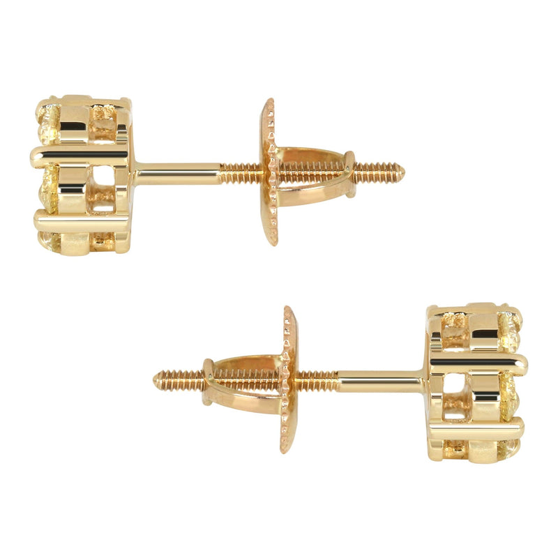 Mens Stud Diamond Earrings | 0.87 Carats 14K Yellow Gold