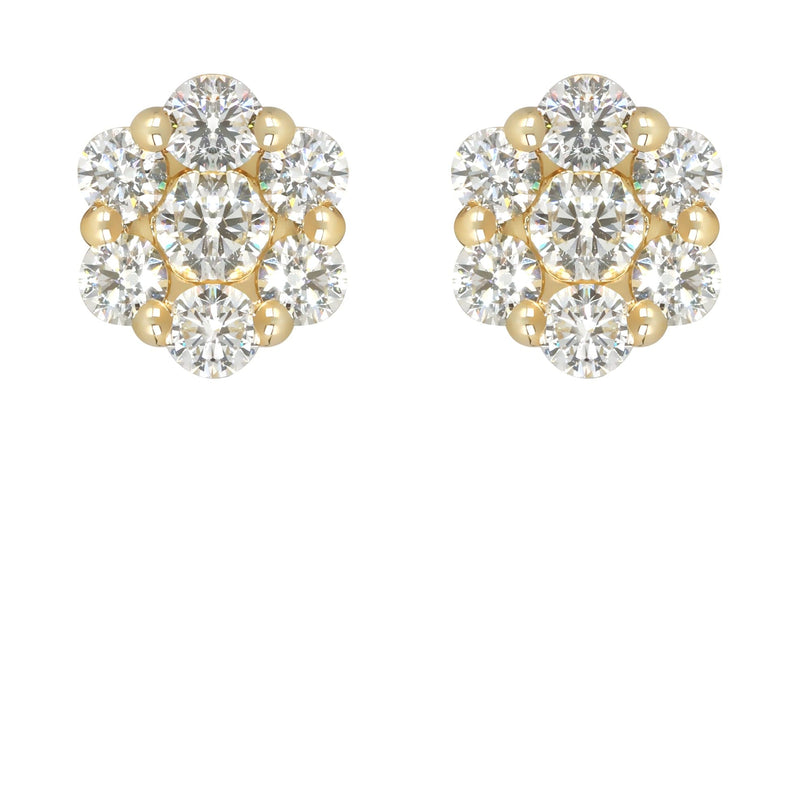 Mens Stud Diamond Earrings | 1.7 Carats 14K Yellow Gold