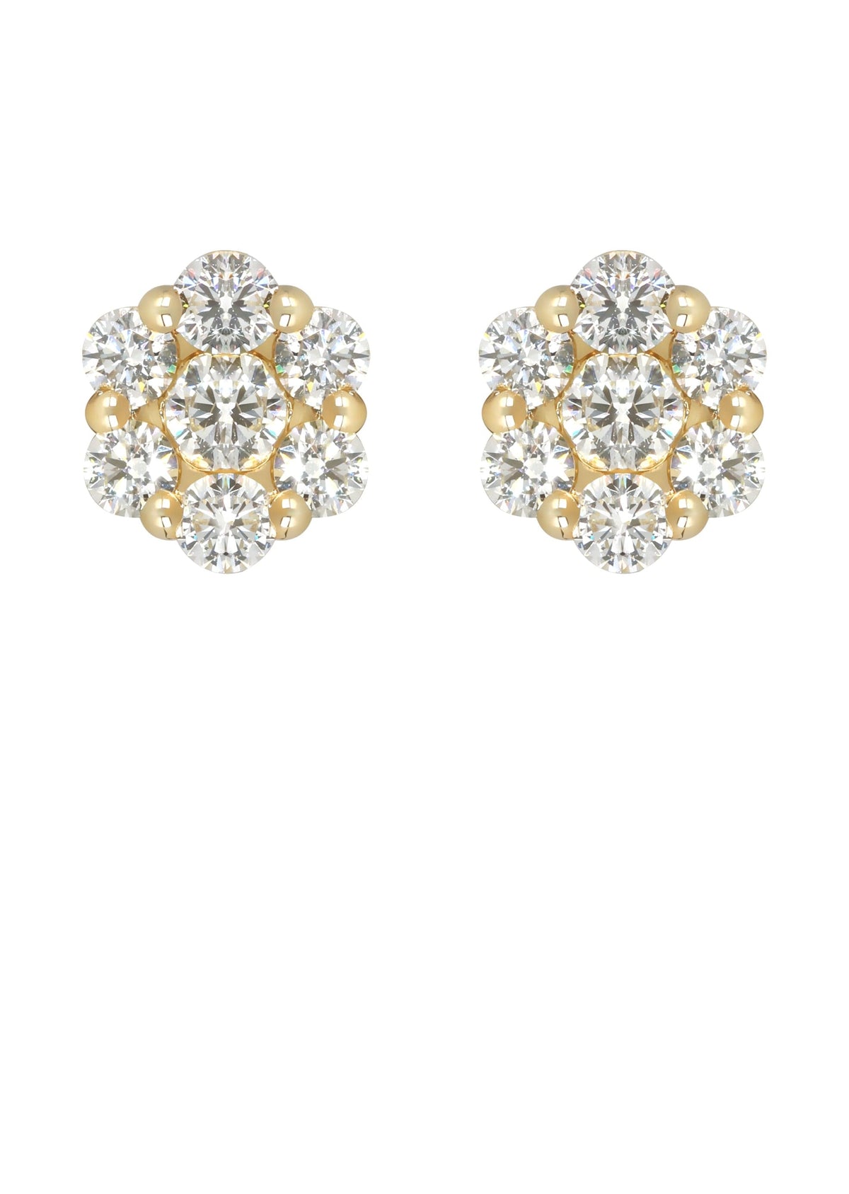 Mens Stud Diamond Earrings | 1.7 Carats 14K Yellow Gold