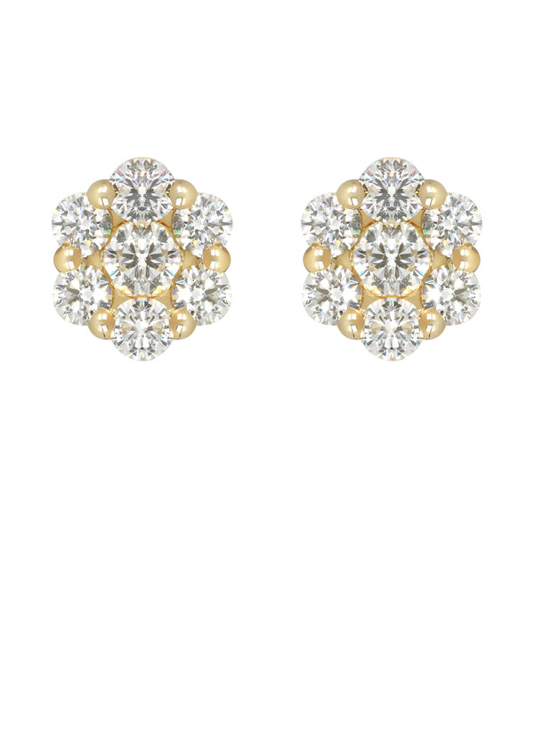 Mens Stud Diamond Earrings | 1.7 Carats 14K Yellow Gold