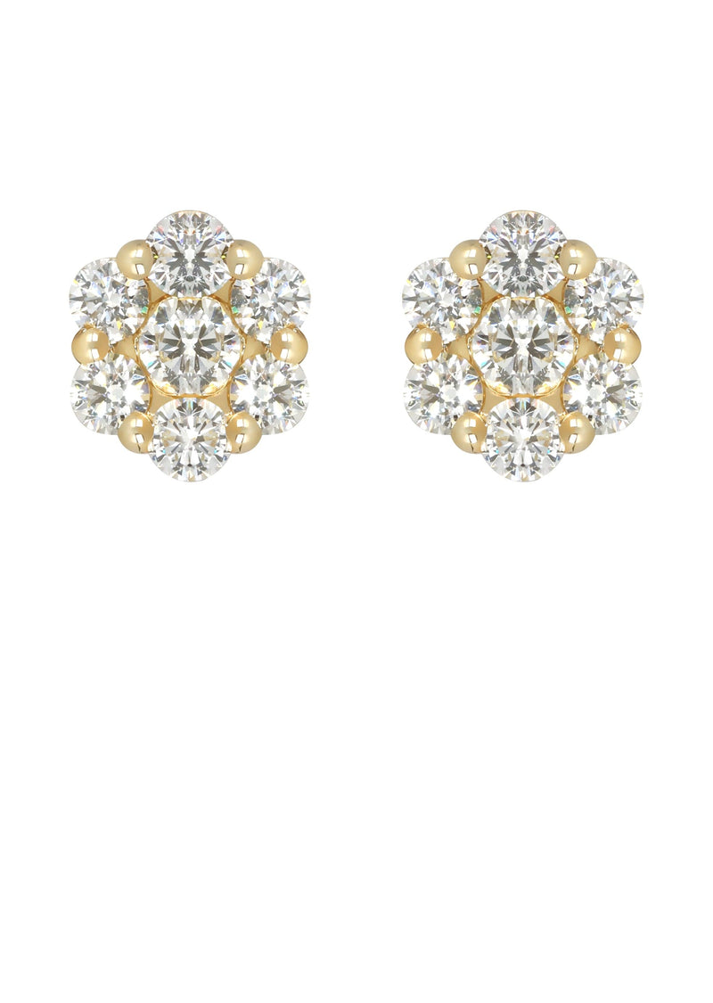 Mens Stud Diamond Earrings | 1.7 Carats 14K Yellow Gold