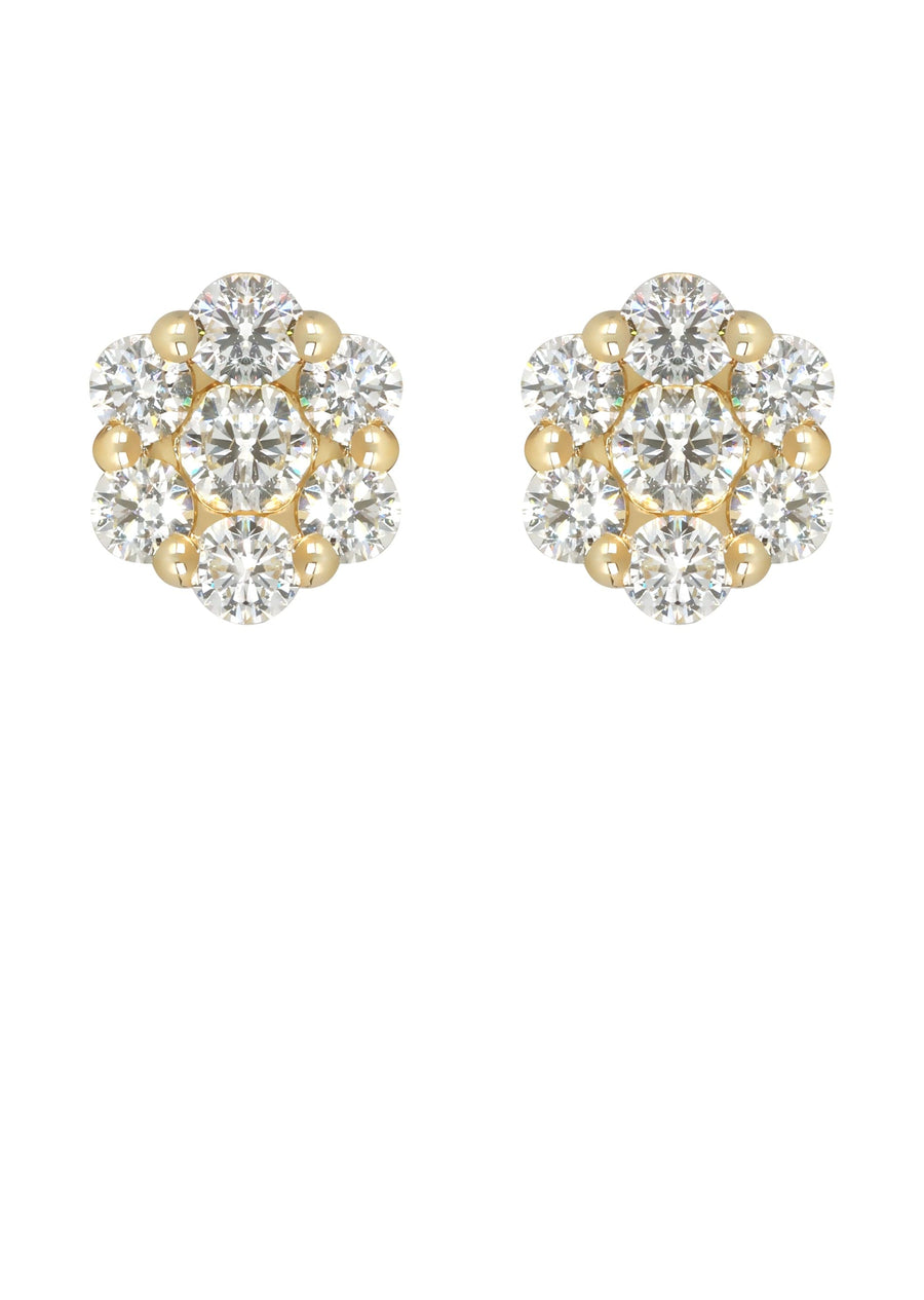 Mens Stud Diamond Earrings | 1.7 Carats 14K Yellow Gold