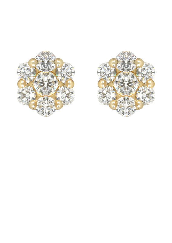 Mens Stud Diamond Earrings | 1.7 Carats 14K Yellow Gold