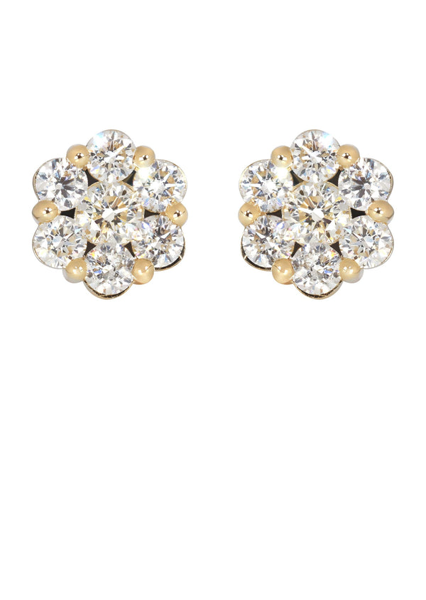 Mens Stud Diamond Earrings | 3.45 Carats 14K Yellow Gold