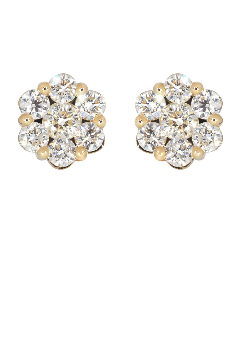 Mens Stud Diamond Earrings | 3.45 Carats 14K Yellow Gold