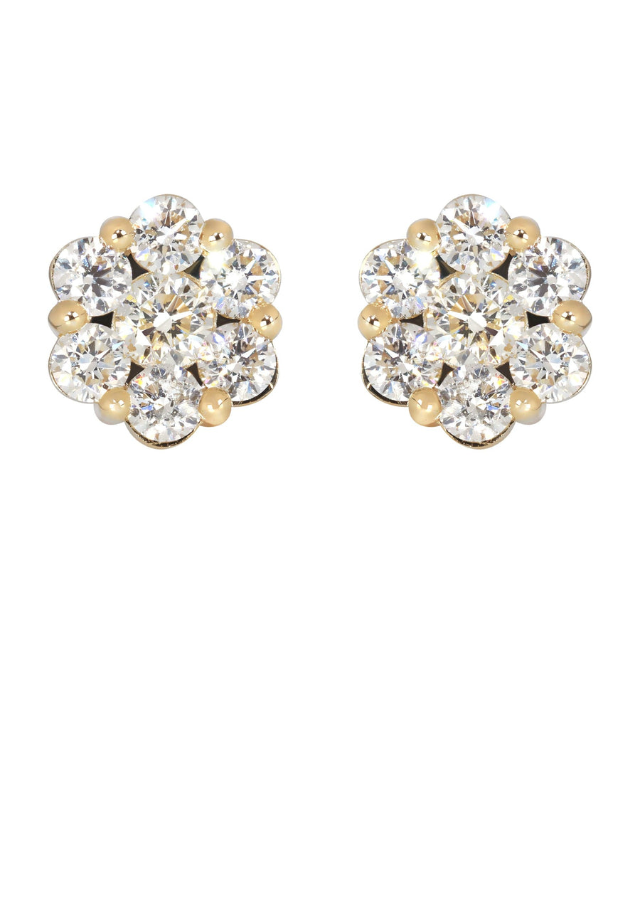 Mens Stud Diamond Earrings | 3.45 Carats 14K Yellow Gold