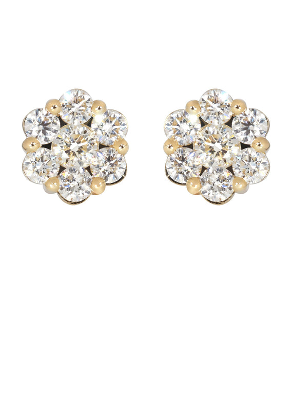 Mens Stud Diamond Earrings | 3.45 Carats 14K Yellow Gold
