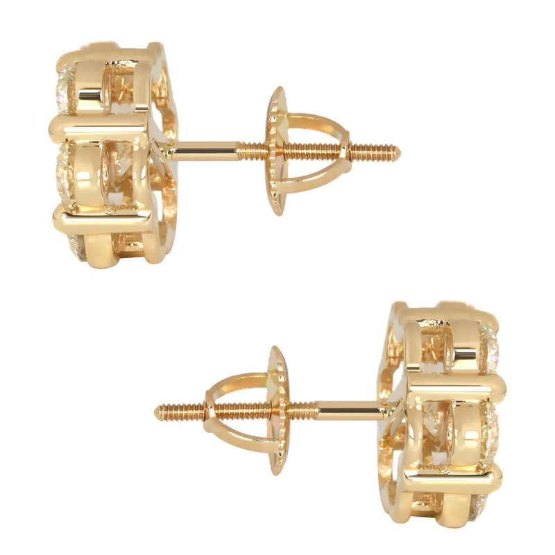 Mens Stud Diamond Earrings | 3.45 Carats 14K Yellow Gold