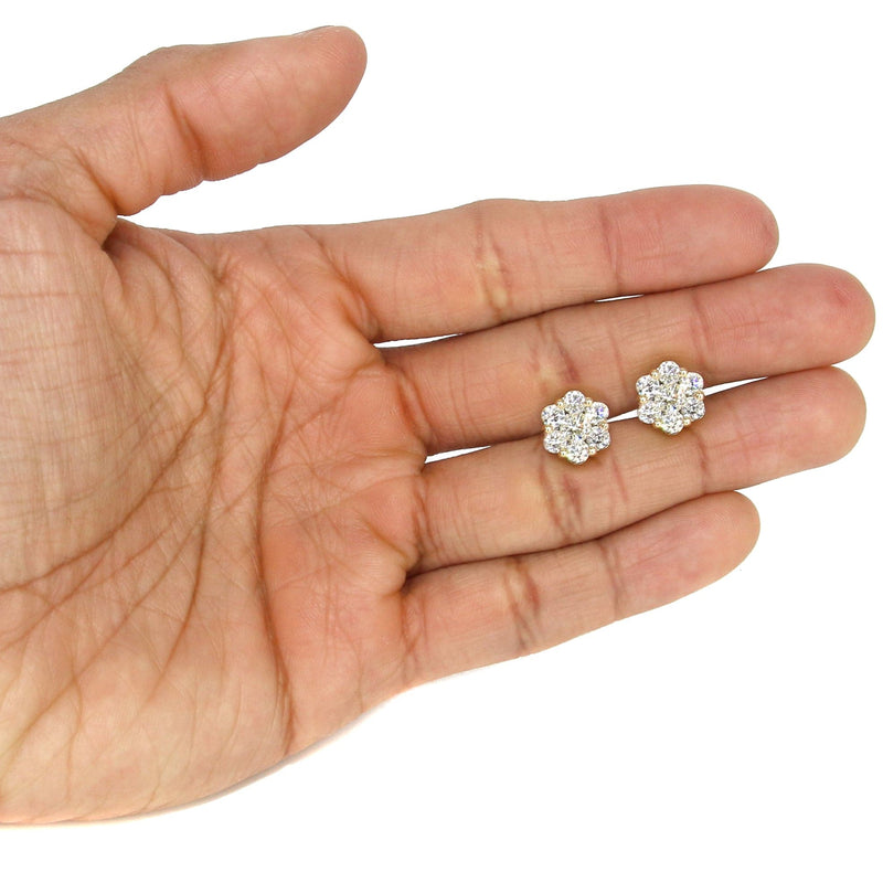 Mens Stud Diamond Earrings | 3.45 Carats 14K Yellow Gold