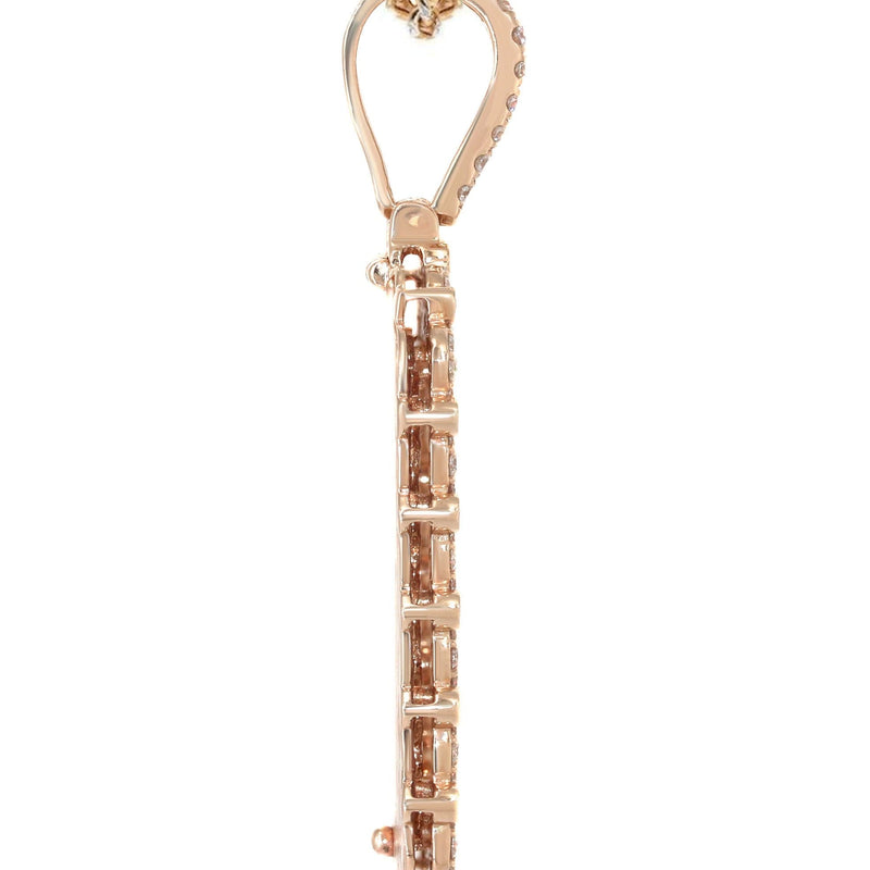14K Rose Gold Diamond Dog Tag Necklace | 3.22 Carats