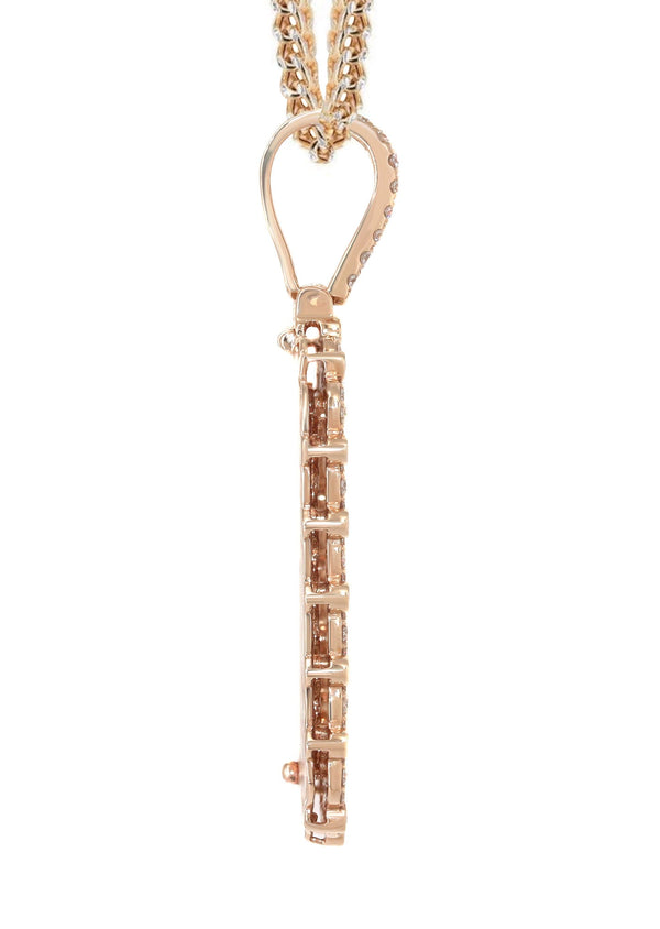 14K Rose Gold Diamond Dog Tag Necklace | 3.22 Carats