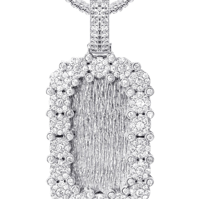 14K White Gold Diamond Dog Tag Necklace | 3.22 Carats