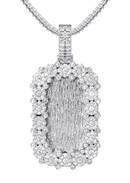 14K White Gold Diamond Dog Tag Necklace | 3.22 Carats
