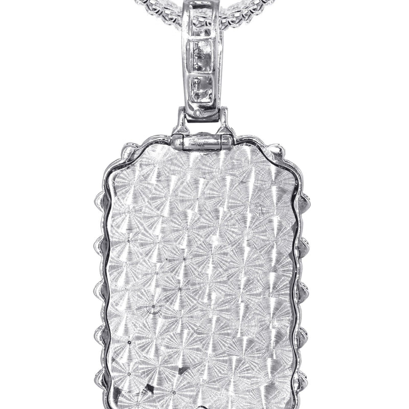 14K White Gold Diamond Dog Tag Necklace | 3.22 Carats