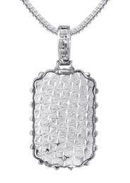 14K White Gold Diamond Dog Tag Necklace | 3.22 Carats