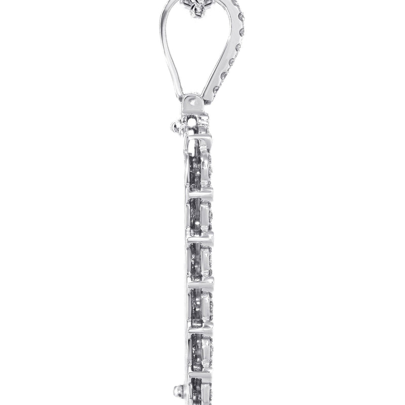 14K White Gold Diamond Dog Tag Necklace | 3.22 Carats