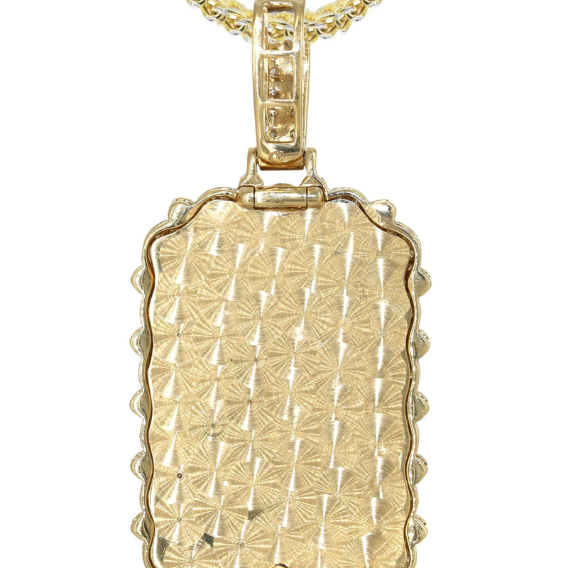 14K Yellow Gold Diamond Dog Tag Necklace | 2.76 Carats