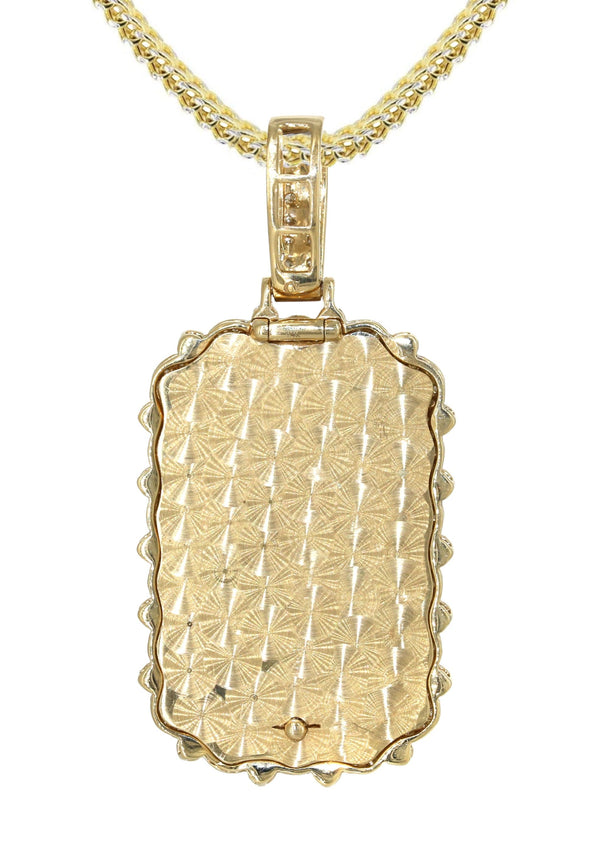 14K Yellow Gold Diamond Dog Tag Necklace | 2.76 Carats