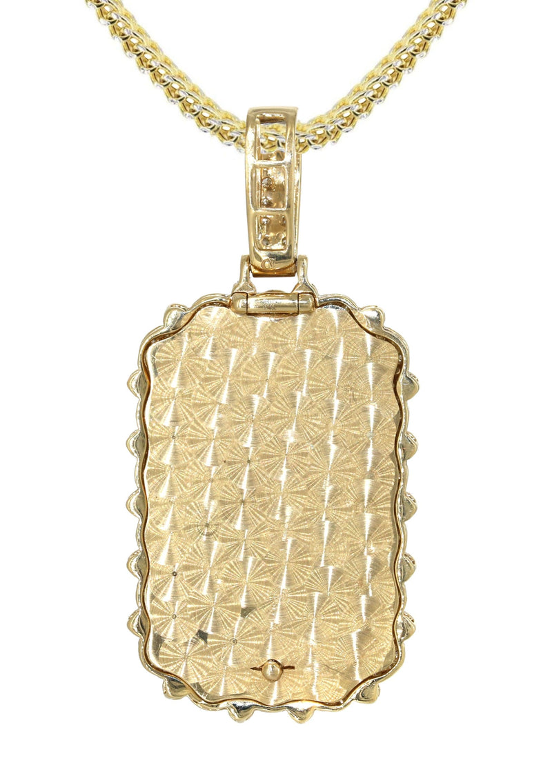 14K Yellow Gold Diamond Dog Tag Necklace | 2.76 Carats