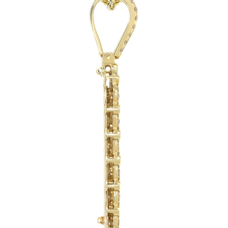14K Yellow Gold Diamond Dog Tag Necklace | 2.76 Carats
