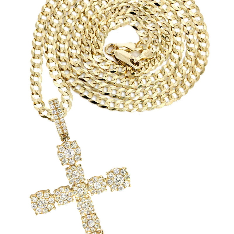 14K Yellow Gold Diamond Cross Necklace | 4.5 Carats
