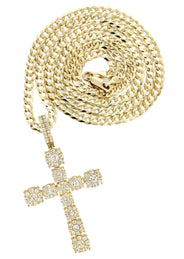 14K Yellow Gold Diamond Cross Necklace | 4.5 Carats