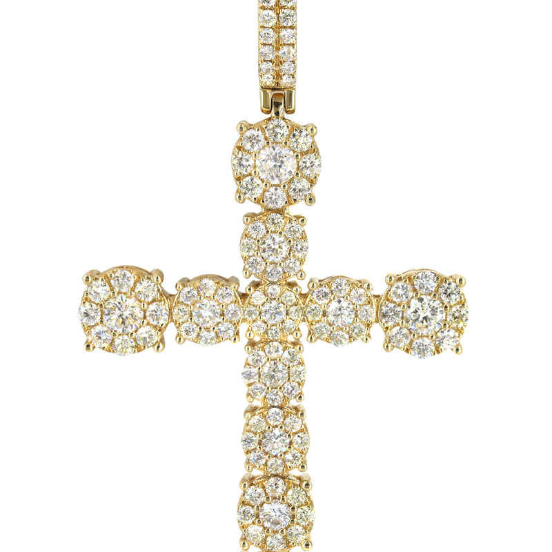 14K Yellow Gold Diamond Cross Necklace | 4.5 Carats