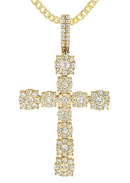14K Yellow Gold Diamond Cross Necklace | 4.5 Carats