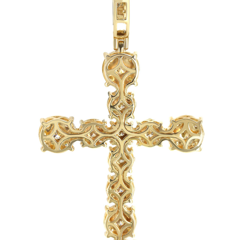 14K Yellow Gold Diamond Cross Necklace | 4.5 Carats