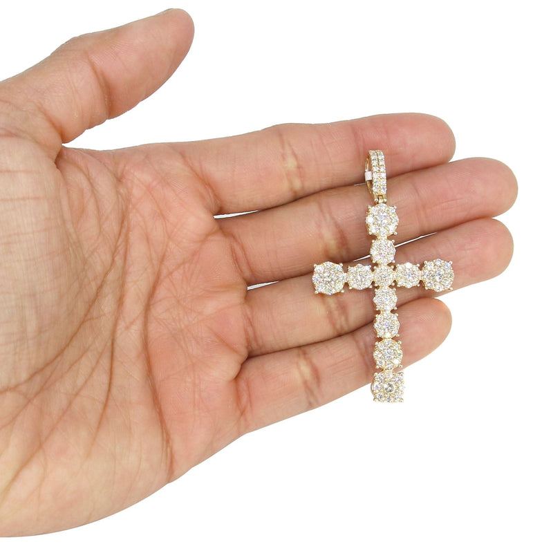 14K Yellow Gold Diamond Cross Necklace | 4.5 Carats