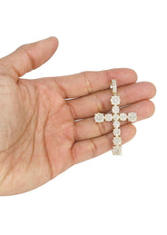 14K Yellow Gold Diamond Cross Necklace | 4.5 Carats