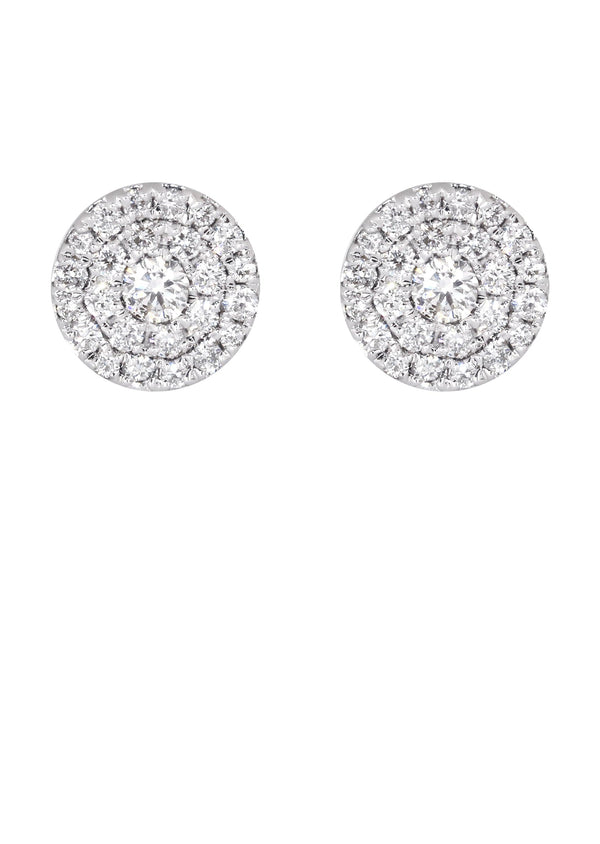 Mens Stud Diamond Earrings | 0.6 Carats 14K White Gold