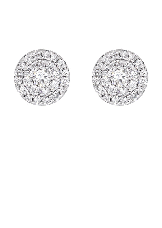 Mens Stud Diamond Earrings | 0.6 Carats 14K White Gold