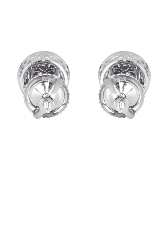 Mens Stud Diamond Earrings | 0.6 Carats 14K White Gold