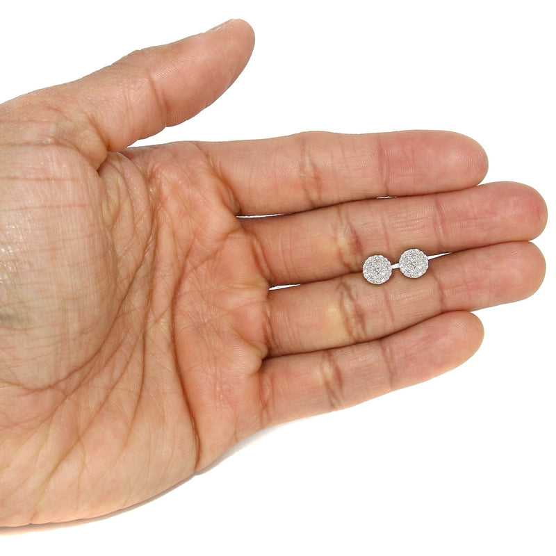 Mens Stud Diamond Earrings | 0.6 Carats 14K White Gold