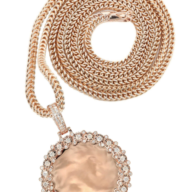 14K Rose Gold Diamond Round Picture Pendant Necklace | 0.63 Carats | Appx. 16 Grams