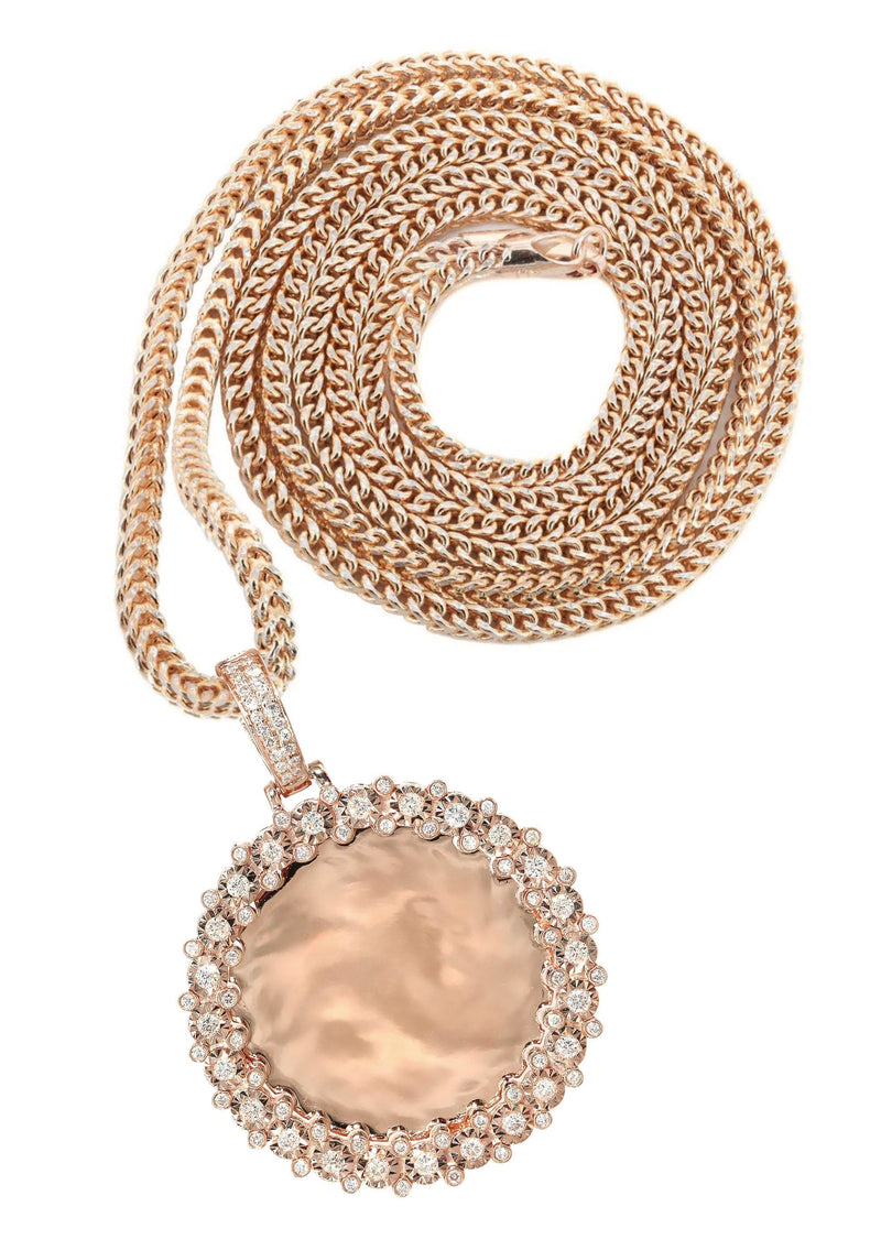 14K Rose Gold Diamond Round Picture Pendant Necklace | 0.63 Carats | Appx. 16 Grams