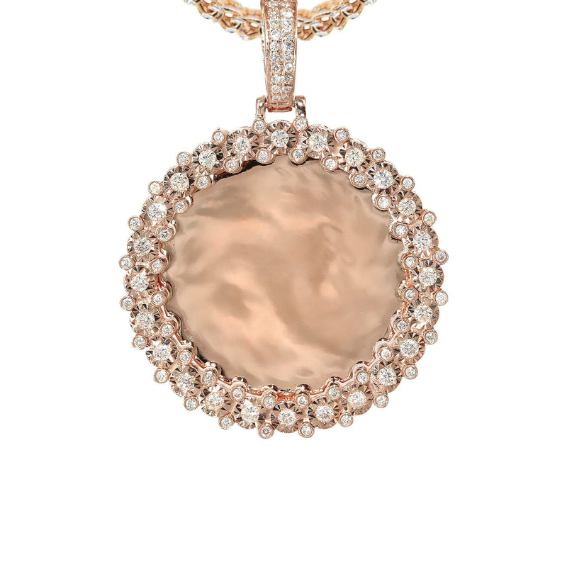 14K Rose Gold Diamond Round Picture Pendant Necklace | 0.63 Carats | Appx. 16 Grams