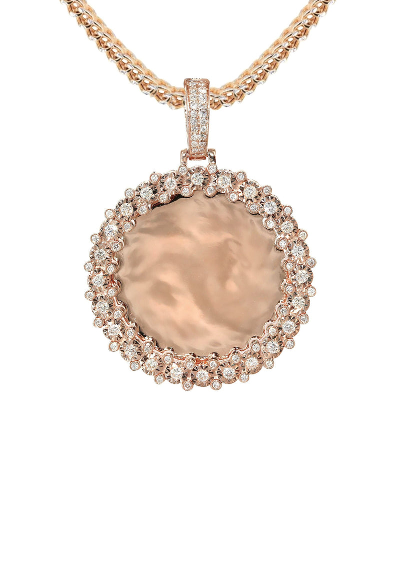 14K Rose Gold Diamond Round Picture Pendant Necklace | 0.63 Carats | Appx. 16 Grams