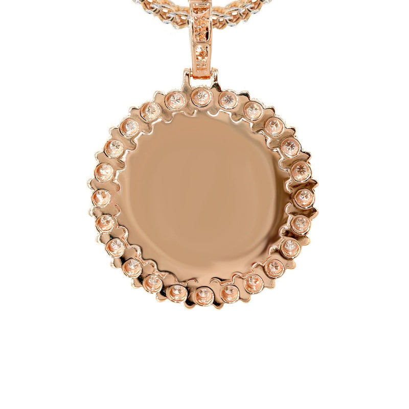 14K Rose Gold Diamond Round Picture Pendant Necklace | 0.63 Carats | Appx. 16 Grams