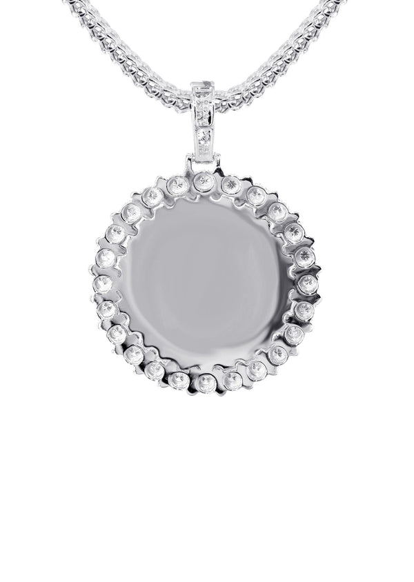 14K White Gold Diamond Round Picture Pendant Necklace | 0.63 Carats | Appx. 16 Grams