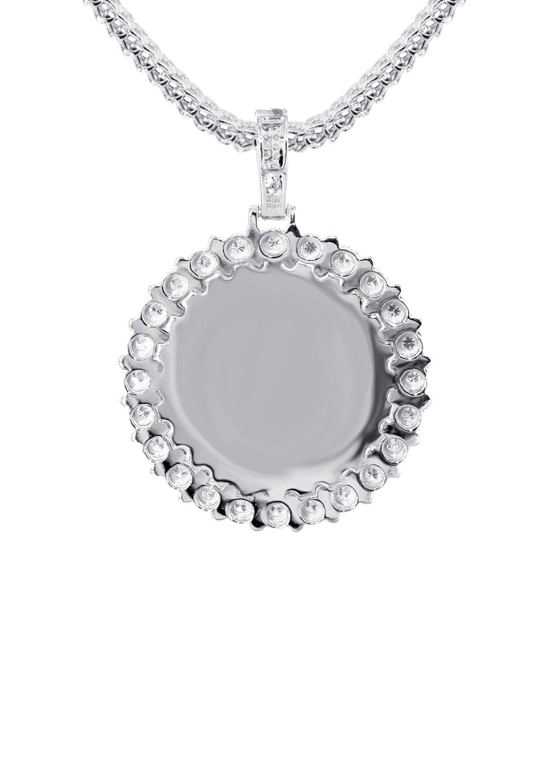 14K White Gold Diamond Round Picture Pendant Necklace | 0.63 Carats | Appx. 16 Grams