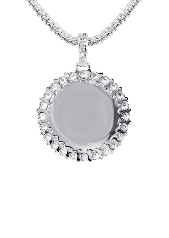 14K White Gold Diamond Round Picture Pendant Necklace | 0.63 Carats | Appx. 16 Grams