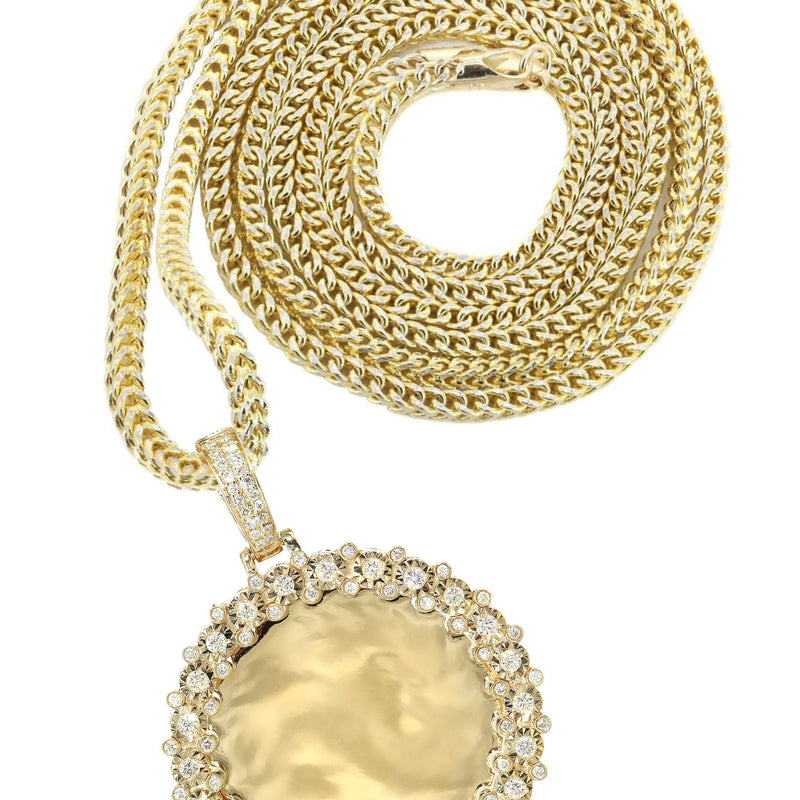 14K Yellow Gold Diamond Round Picture Pendant Necklace | 0.63 Carats | Appx. 16 Grams