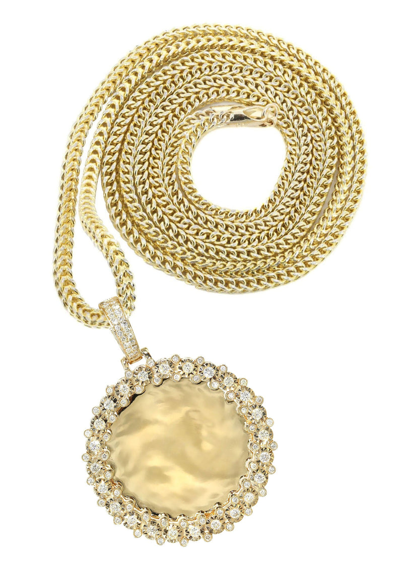14K Yellow Gold Diamond Round Picture Pendant Necklace | 0.63 Carats | Appx. 16 Grams