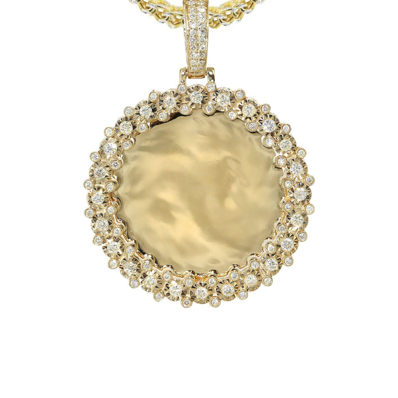 14K Yellow Gold Diamond Round Picture Pendant Necklace | 0.63 Carats | Appx. 16 Grams