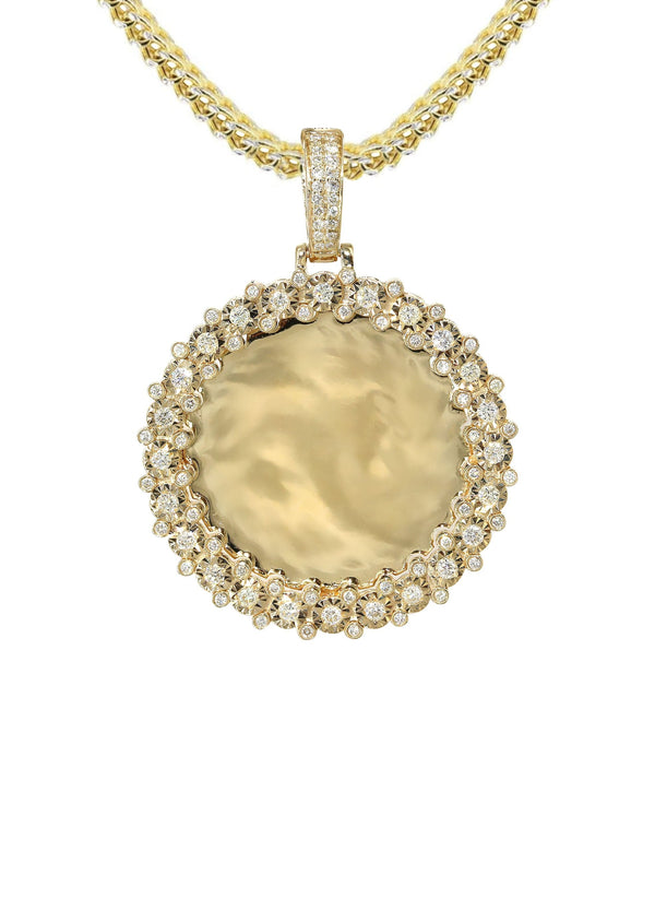 14K Yellow Gold Diamond Round Picture Pendant Necklace | 0.63 Carats | Appx. 16 Grams