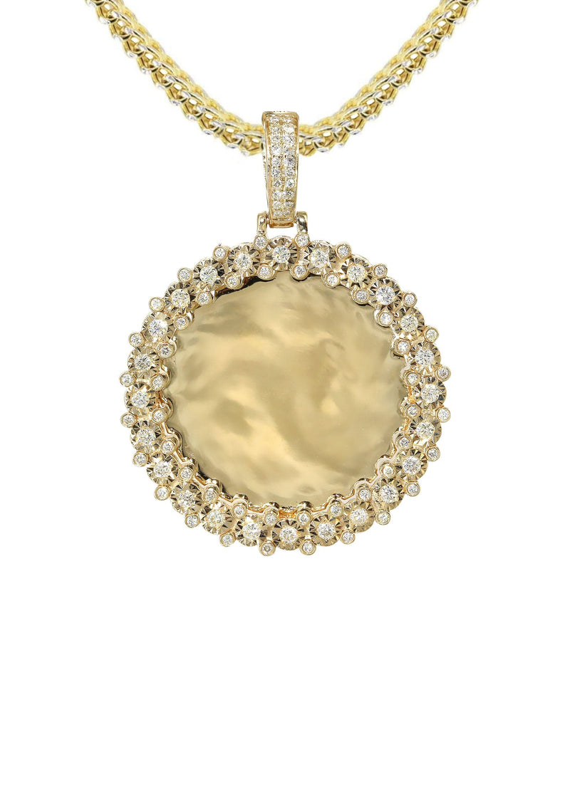 14K Yellow Gold Diamond Round Picture Pendant Necklace | 0.63 Carats | Appx. 16 Grams